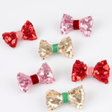 Sequin and Velvet Mini Bow Hair Clips (x6)