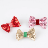 Sequin and Velvet Mini Bow Hair Clips (x6)