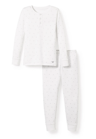 Kid's Pima Snug Fit Pajama Set in Grey Stars