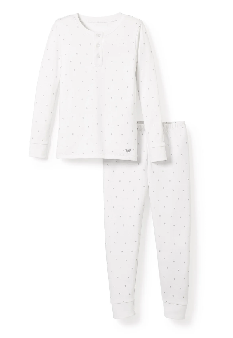 Kid's Pima Snug Fit Pajama Set in Grey Stars