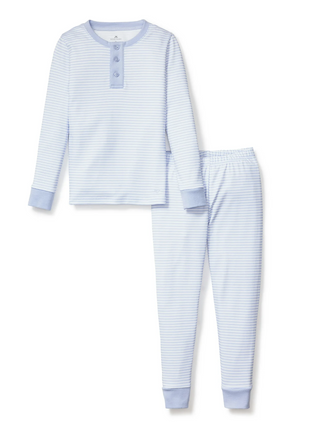 Kid's Pima Snug Fit Pajama Set in Blue Stripes
