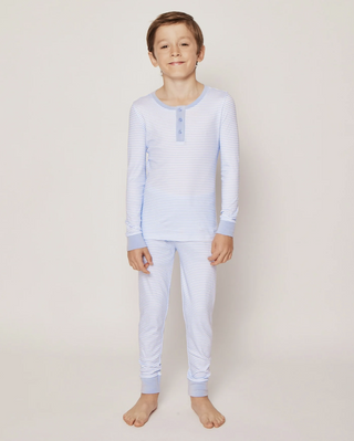 Kid's Pima Snug Fit Pajama Set in Blue Stripes