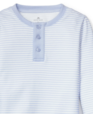 Kid's Pima Snug Fit Pajama Set in Blue Stripes