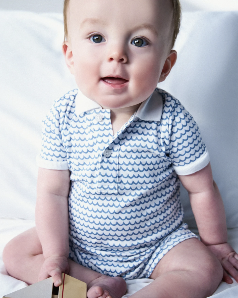 Louis Pima Play Romper in La Mer