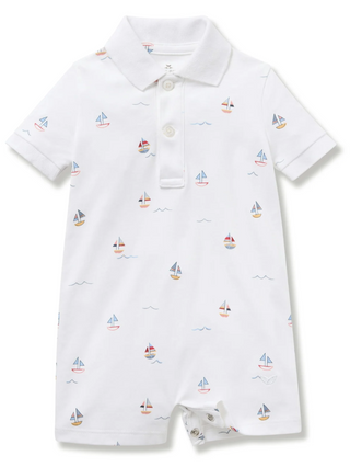 Louis Pima Play Romper in Bateau