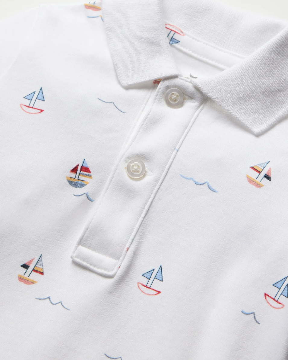 Louis Pima Play Romper in Bateau
