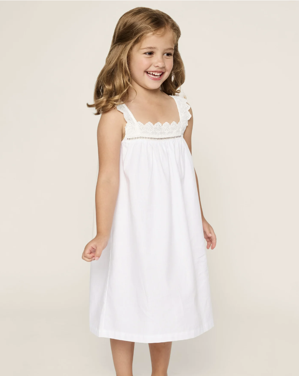 Girl's Twill Esme Nightgown in White