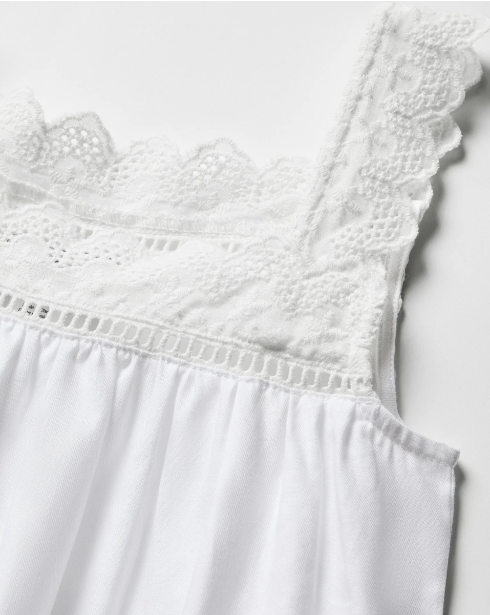 Girl's Twill Esme Nightgown in White