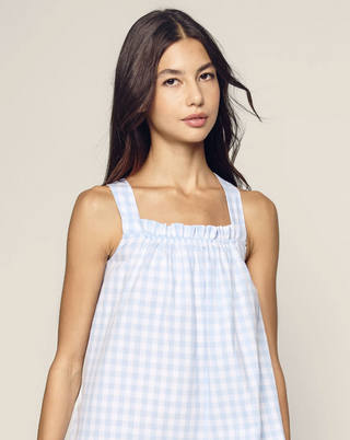 Women's Twill Annabelle Nightgown in Light Blue Gingham