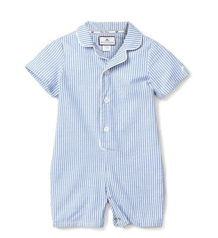 French Blue Seersucker Summer Romper