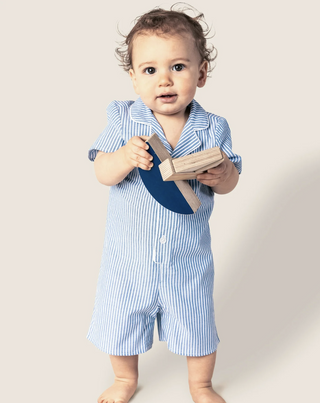 French Blue Seersucker Summer Romper