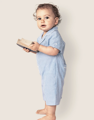 French Blue Seersucker Summer Romper