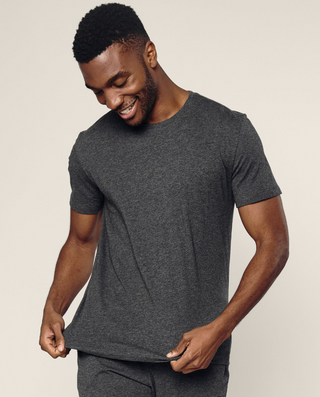 Men's Pima Crew Neck Short Sleeve Top in Dark Grey
