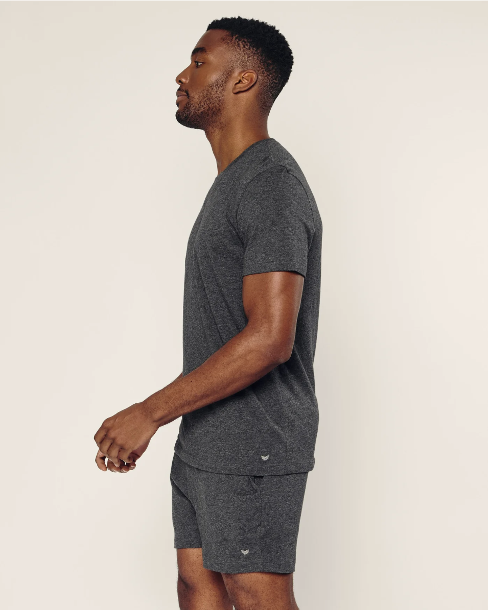 Men's Pima Crew Neck Short Sleeve Top in Dark Grey