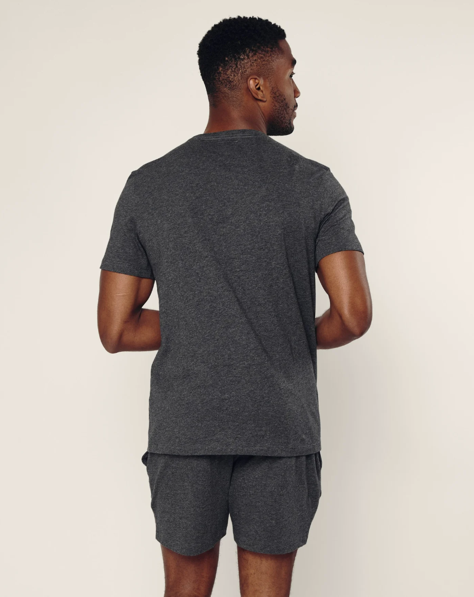 Men's Pima Crew Neck Short Sleeve Top in Dark Grey