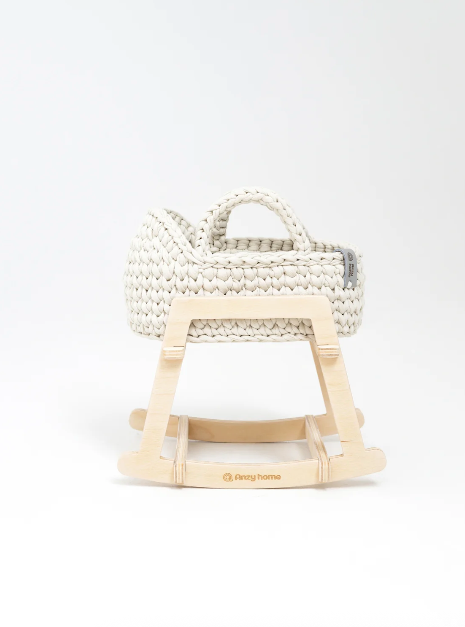 Image of Anzy Home- Mini Doll Moses Basket w/Rocking Stand+