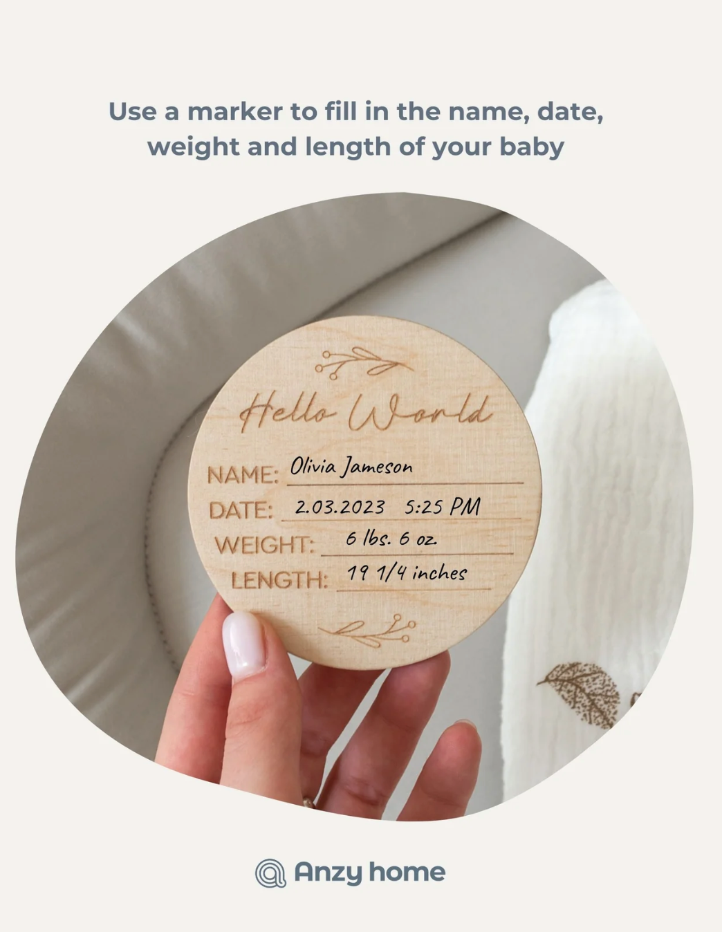 Anzy Home -  Baby Birth Announcement Sign