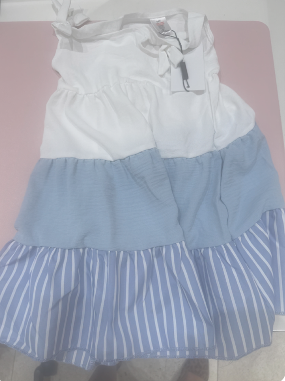 Blue Layered Dress Girl