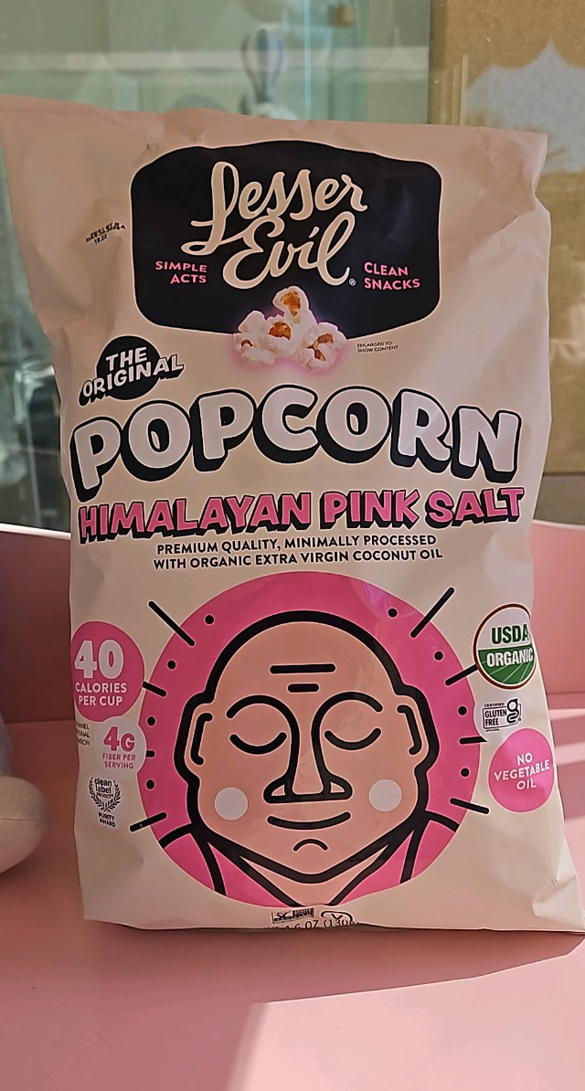Image of Lesser Evil Organic Popcorn, Himalayan Pink 4.6 oz