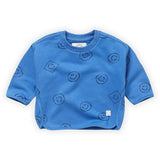 Smiley Print Sweatshirt - Molecule Blue