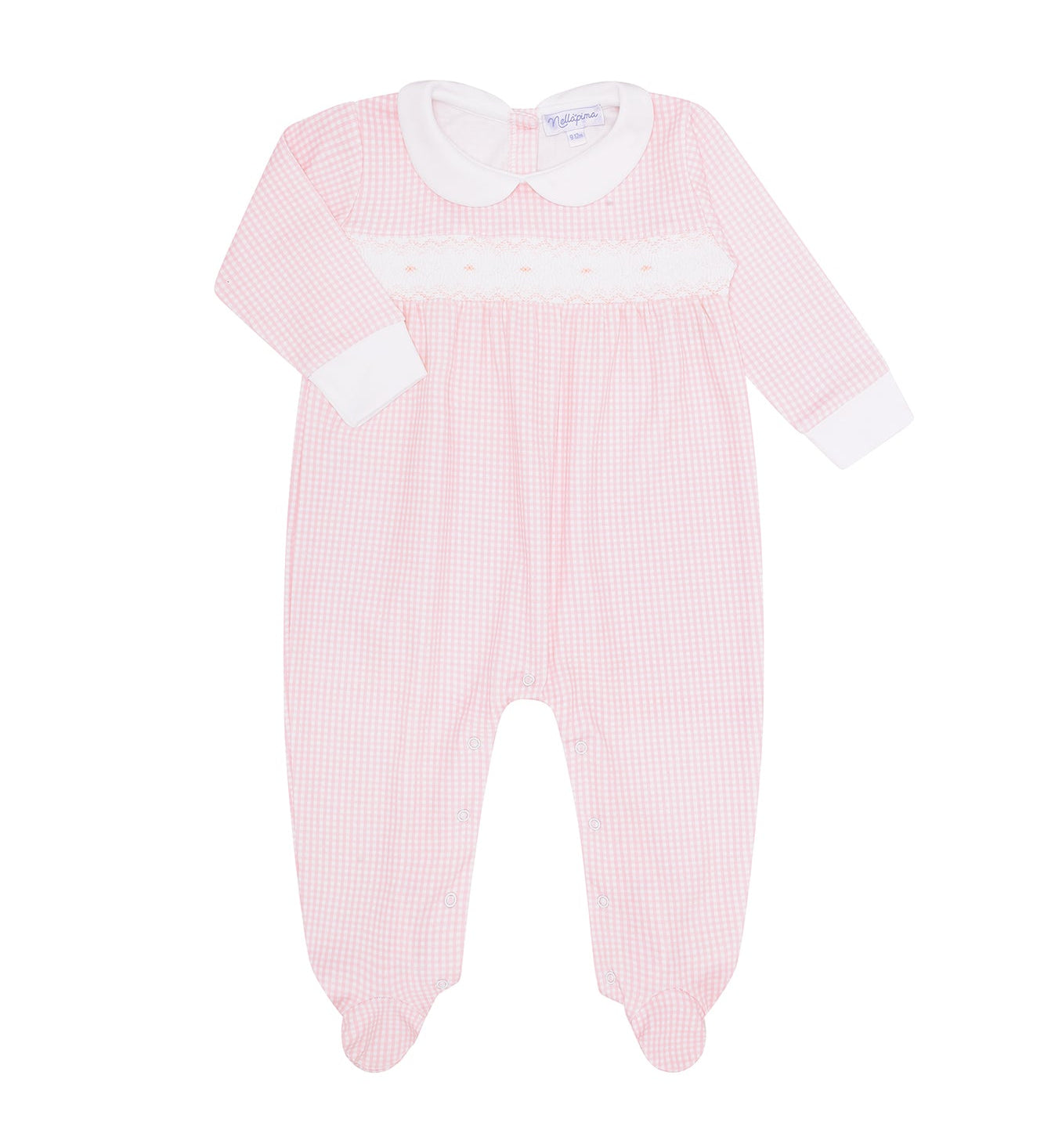 Pink Gingham Smocked Footie