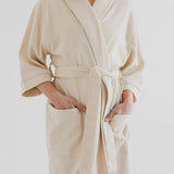 Soft & Elegant Waffle Spa Robe - Stone