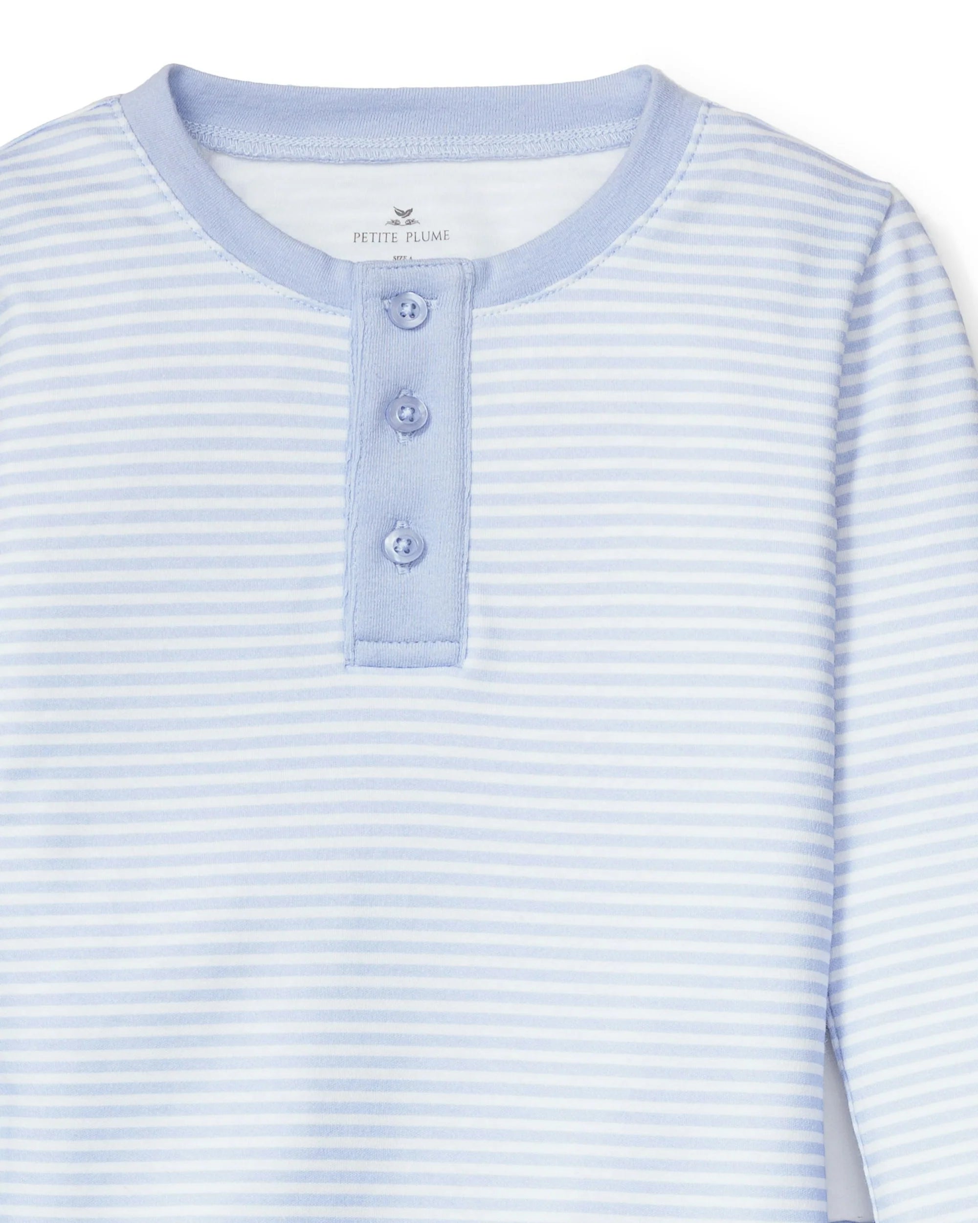 Image of Kid's Pima Snug Fit Pajama Set in Blue Stripes