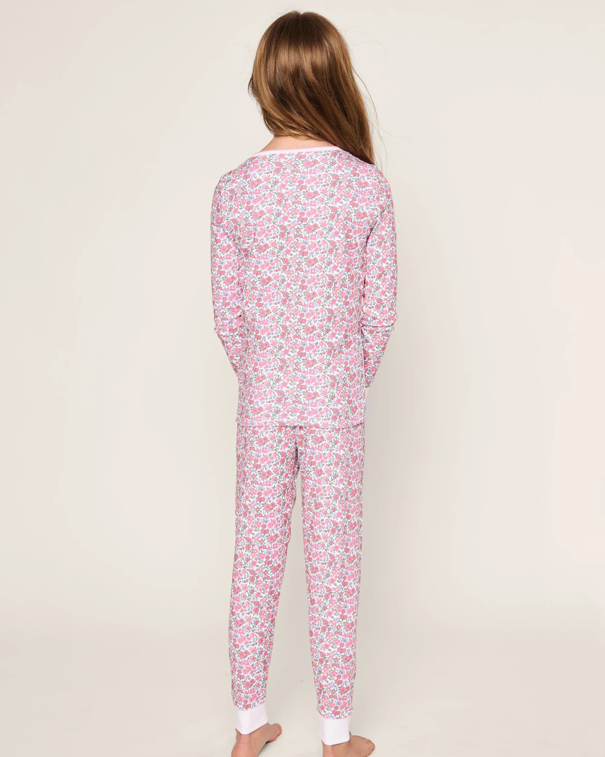 Image of Kid's Pima Snug Fit Pajama Set in Fleurs de Rose