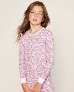 Image of Kid's Pima Snug Fit Pajama Set in Fleurs de Rose