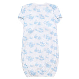 Blue Toile Baby Gown