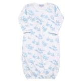 Blue Toile Baby Gown