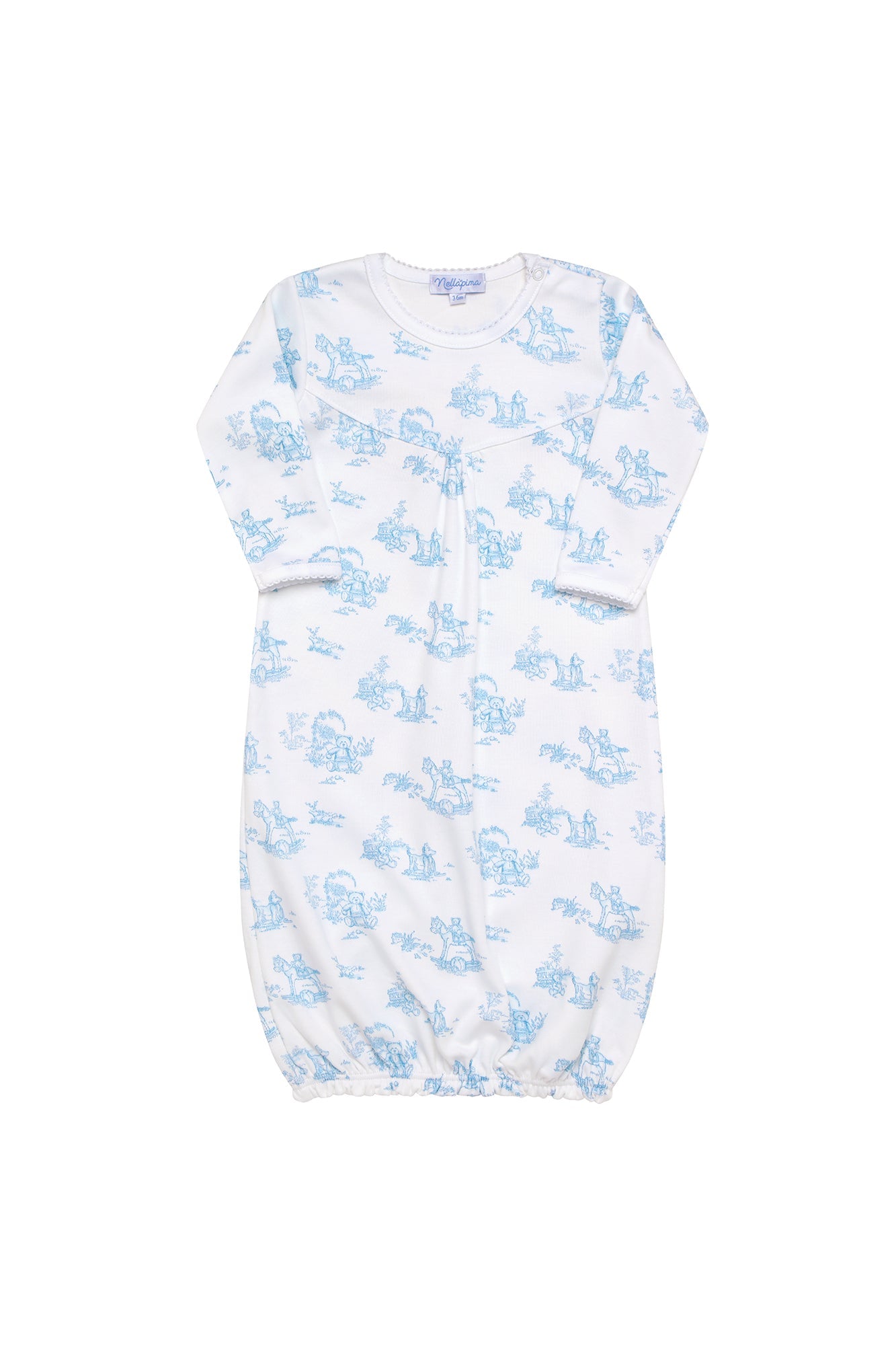 Image of Blue Toile Baby Gown