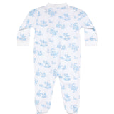 Blue Toile Zipper Footie