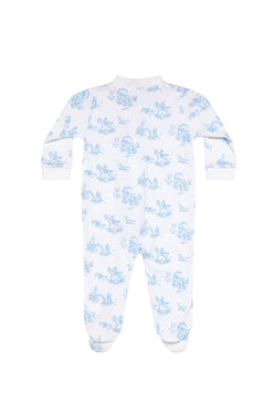 Image of Blue Toile Zipper Footie
