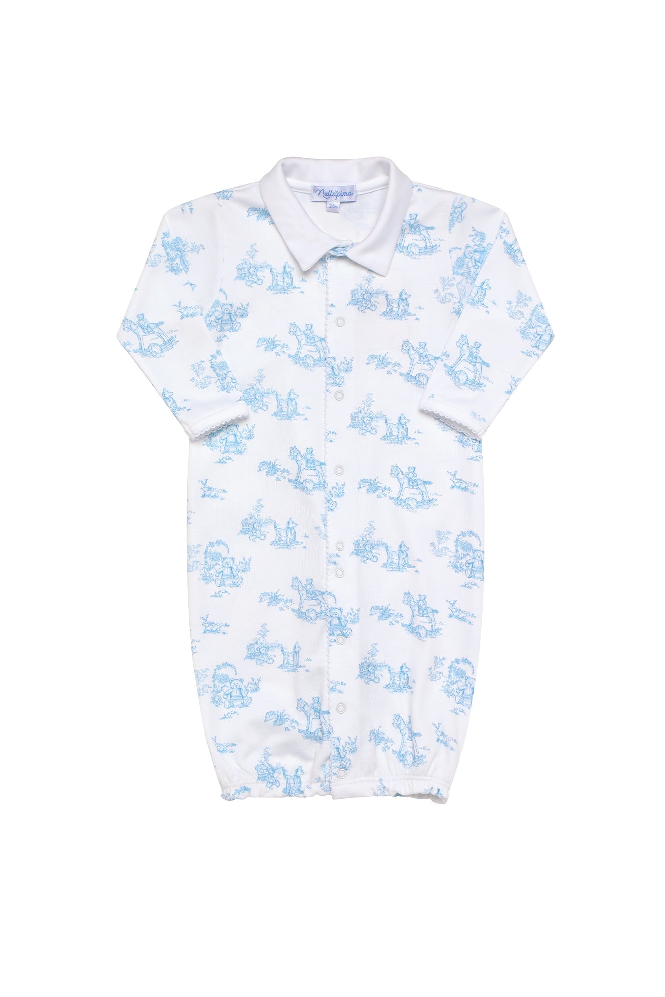Image of Blue Toile Baby Converter Gown