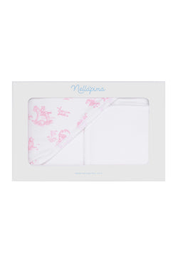 Image of Pink Toile Hooded Towel