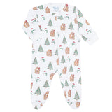 Wonderland Christmas Print Zipper Footie