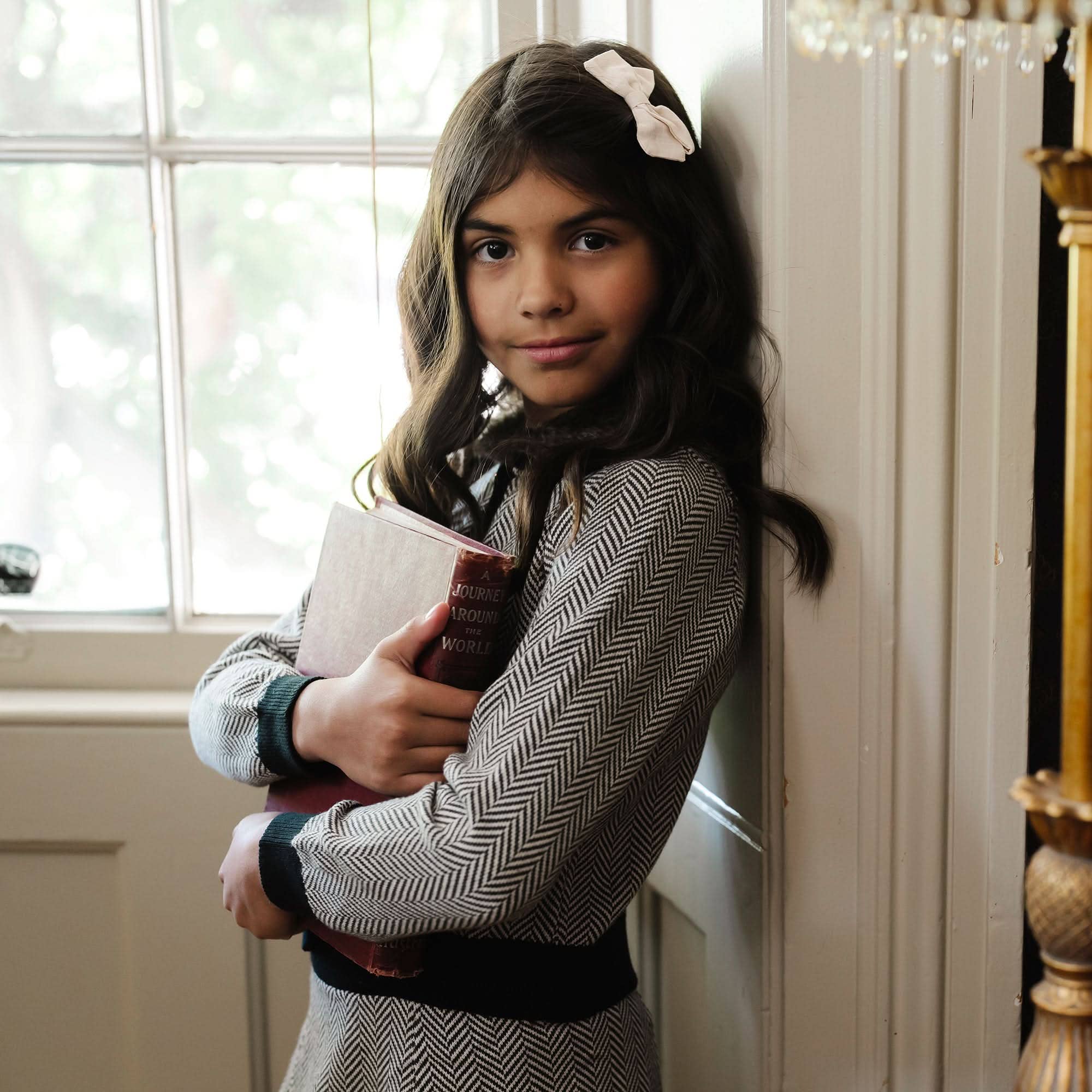 Image of Faux Fur Cardigan and Skirt Organic Sweater Set