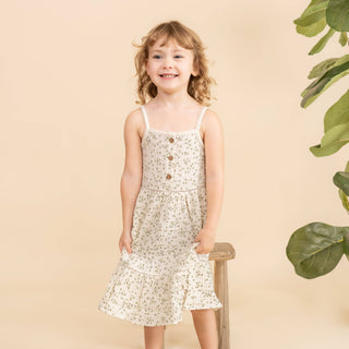 Organic Buttoned Tiered Dress