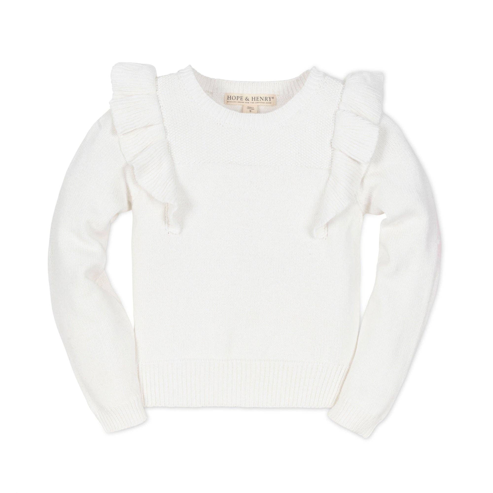 Image of Textured Yoke Ruffle Sweater