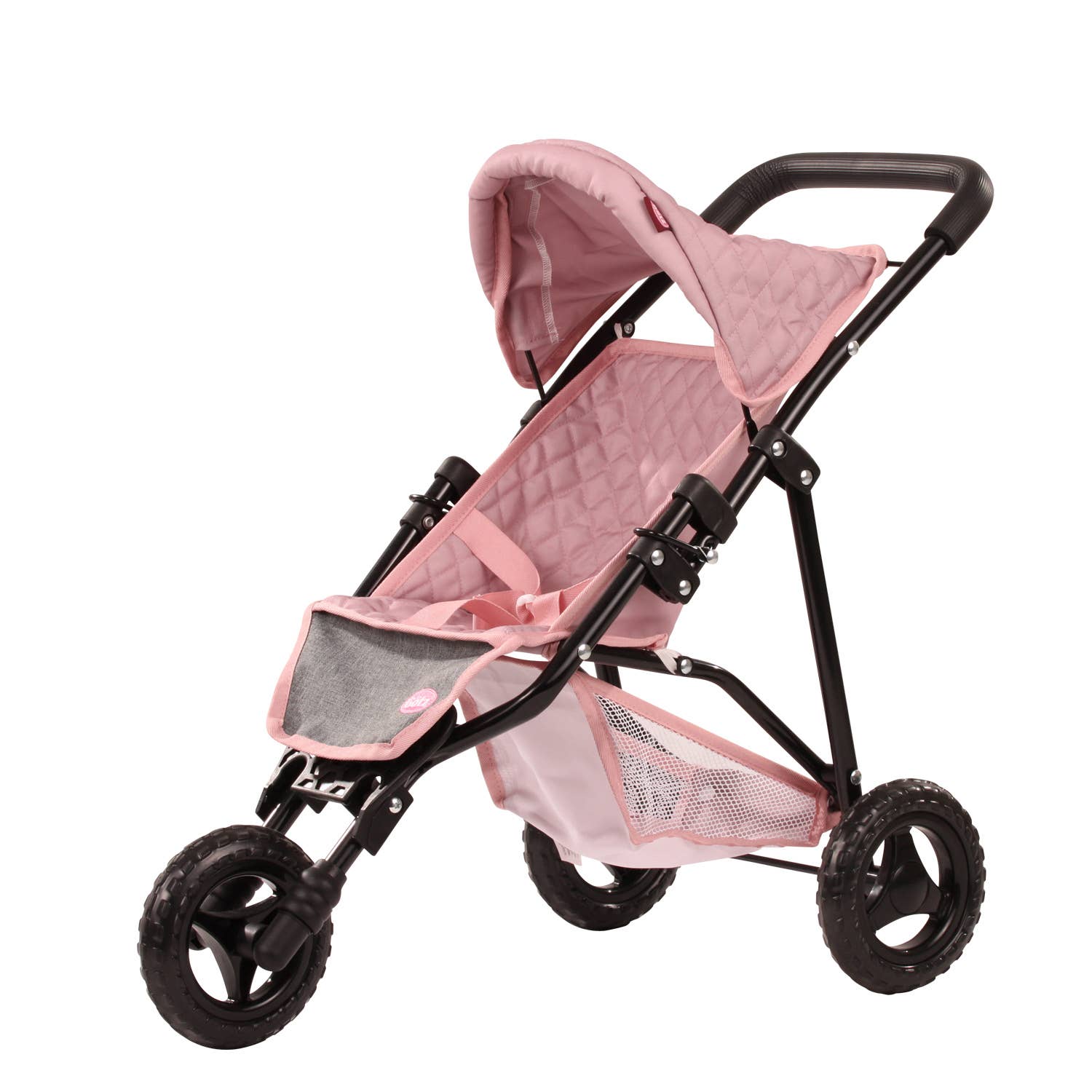 3-Wheel Compact Grey-Pink "Soft Mood" Doll Buggy