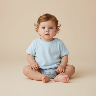 Makemake Organics - Organic Short Romper - Light Blue