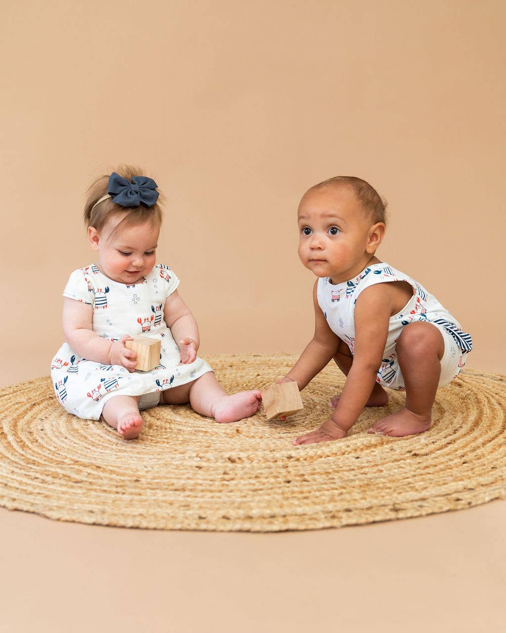 Nautical Crab Side Pocket Baby Romper