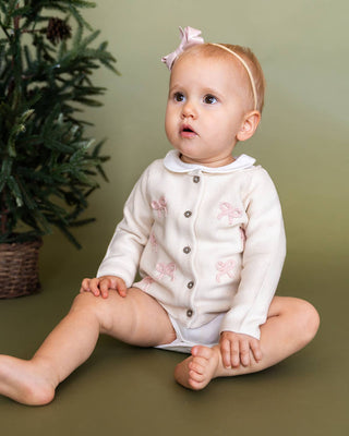 Viverano Organics - Zoe Bow Sweater Knit Baby Button Cardigan (Organic)