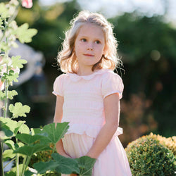 Image of Hope and Henry - Organic Puff Sleeve Smocked Party Dress