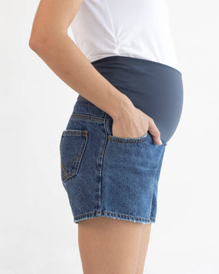 Wide Denim Maternity Shorts