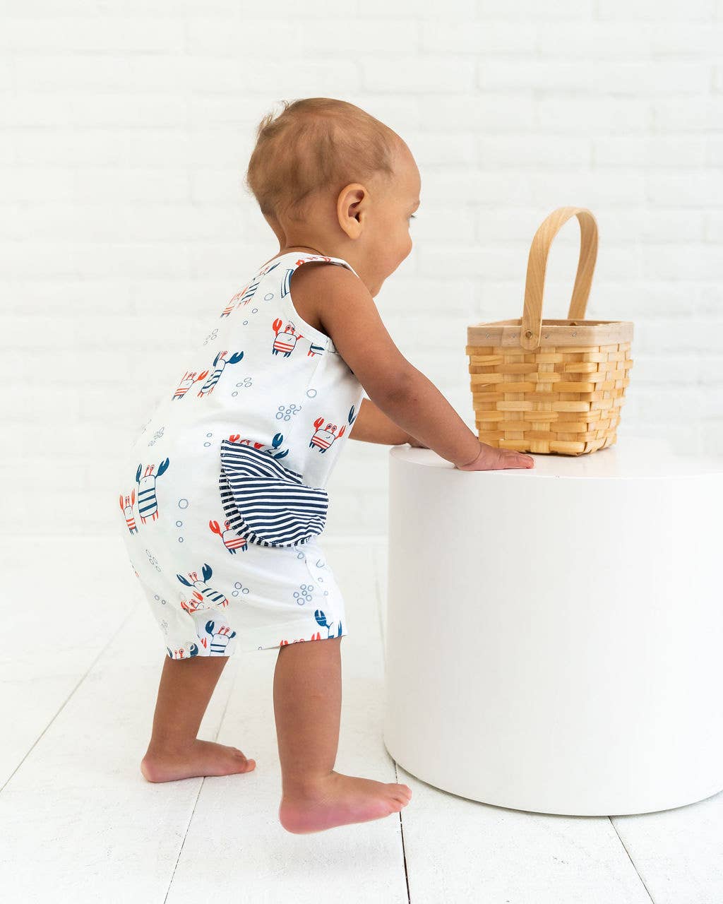 Viverano Organics - Nautical Crab Side Pocket Baby Romper (Organic Jersey)