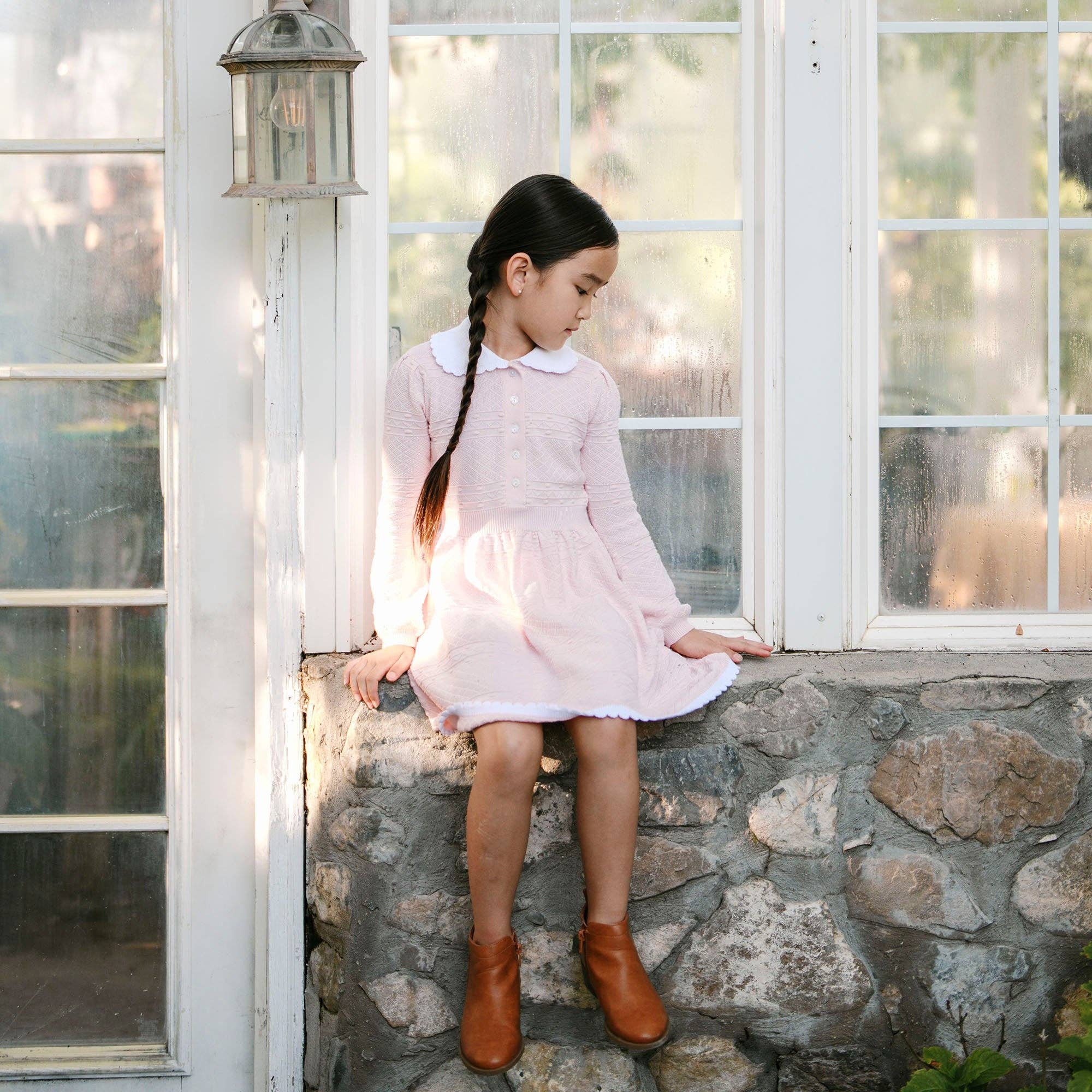 Image of Organic Peter Pan Collar Sweater Dress