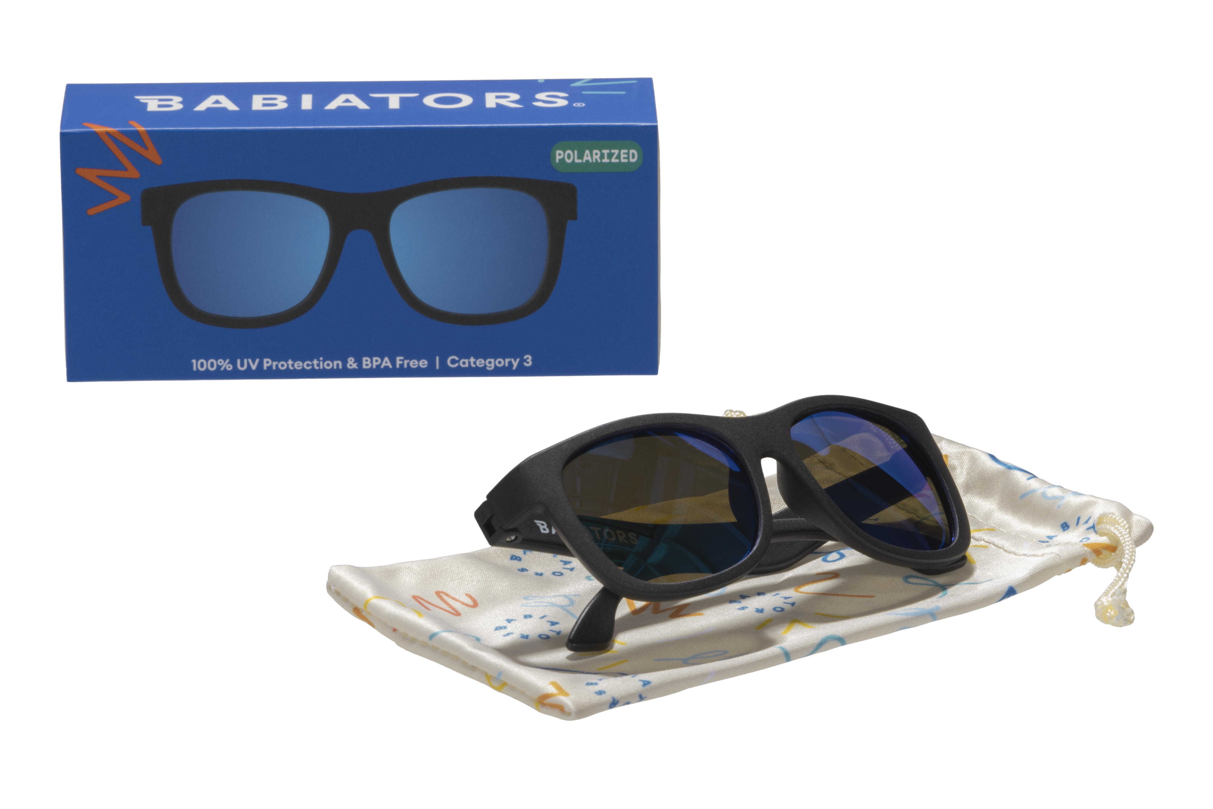 Image of Babiators - Jet Black Polarized Kid Sunglasses with Mirrored Lens: Ages 0-2