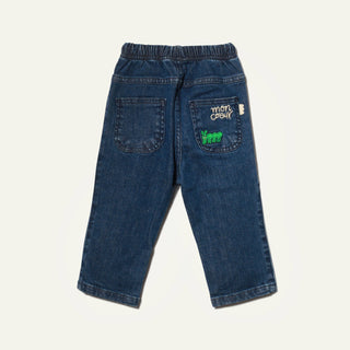 Denim Green Apple Patch Baby Pant